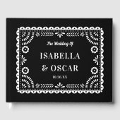 Schöne Verzierte Papel Picado Black Wedding Gästebuch (Vorderseite)