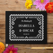 Schöne Verzierte Papel Picado Black Wedding Gästebuch