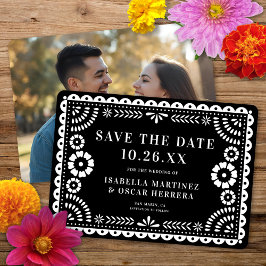 Schöne Verzierte Papel Picado Foto Black Wedding Save The Date