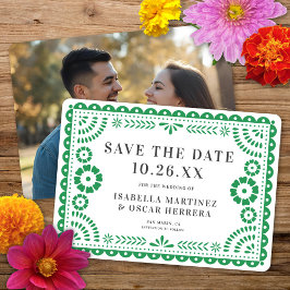 Schöne Verzierte Papel Picado Foto Grüne Hochzeit Save The Date