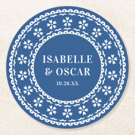 Schöne Verzierte Papel Picado Hochzeit Runder Pappuntersetzer