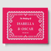 Schöne Verzierte Papel Picado Hot Pink Wedding Gästebuch (Vorderseite)