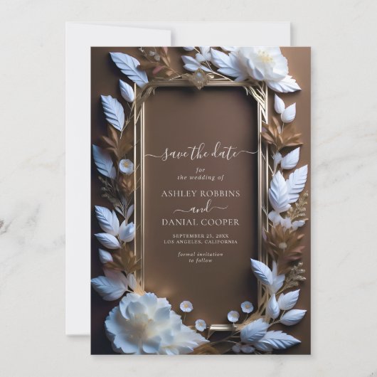 Schöne Verzierte Rose mit goldenem Akzent Das Datu Einladung (Vorderseite)