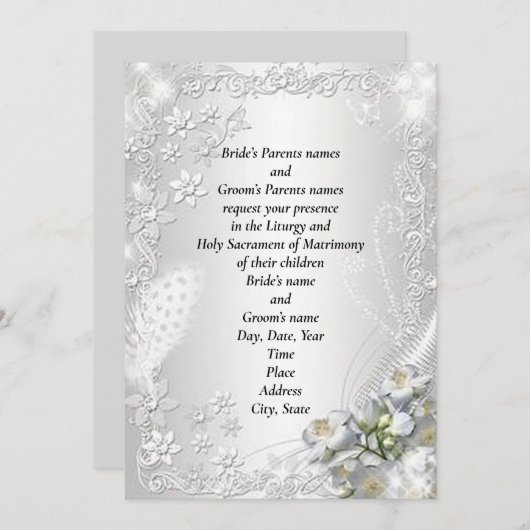 Schöne Verzierte Semi-Gloss-Hochzeit Einladung (Vorne/Hinten)