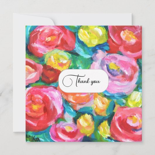 Schöne Vibranous Abstrakte Rose Blume Künstlerisch Dankeskarte (Vorderseite)