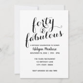Schöne Vierzig & Fabulous Geburtstag Einladung (Vorderseite)