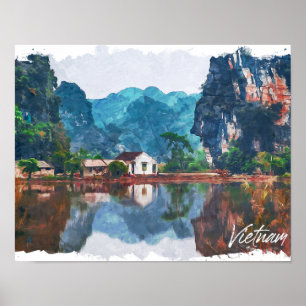 Schöne Vietnam Asien Landschaft Reise Poster