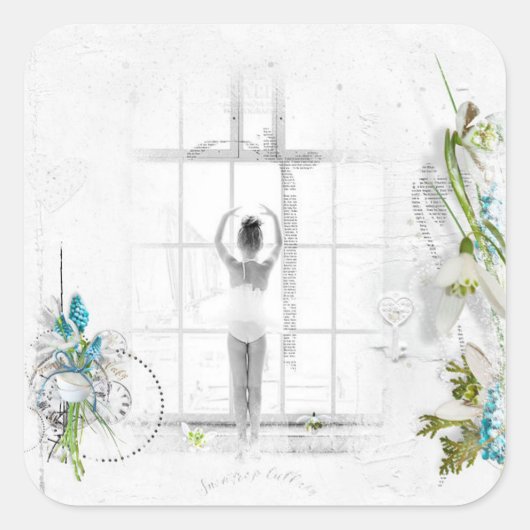 Schöne Viktorianische Ballerina-Kinderkleber Quadratischer Aufkleber (Vorderseite)
