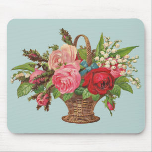 schöne viktorianische Blumenkorb-Druck Mousepad
