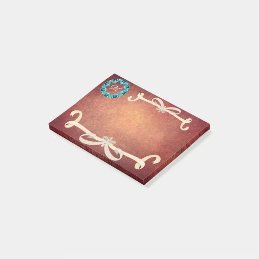 Schöne Viktorianische Bow-Krawatte mit Monogramm Post-it Klebezettel (angewinkelt)