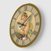 Schöne Viktorianische Cherub Angel Dove Große Wanduhr (Winkel)