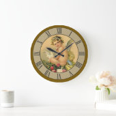 Schöne Viktorianische Cherub Angel Dove Große Wanduhr (Zuhause)