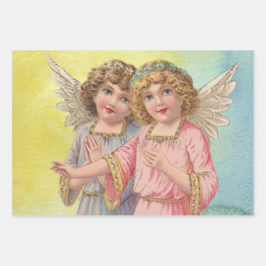 Schöne Viktorianische Era Angels mit Flügen Geschenkpapier Set (Vorderseite)