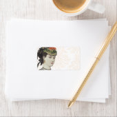 Schöne Viktorianische Lady - Damaskenhintergrund Adressaufkleber (Insitu)