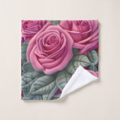 Schöne Viktorianische Pastel Rosa Rose Print Badhandtuch Set (Waschlappen)