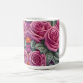 Schöne Viktorianische Pastel Rosa Rose Print Kaffeetasse (VorderseiteRechts)