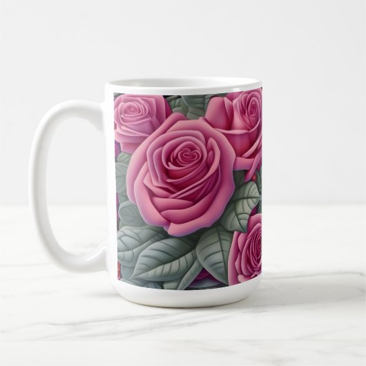 Schöne Viktorianische Pastel Rosa Rose Print Kaffeetasse (Links)