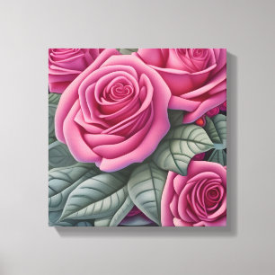 Schöne Viktorianische Pastel Rosa Rose Print Leinwanddruck