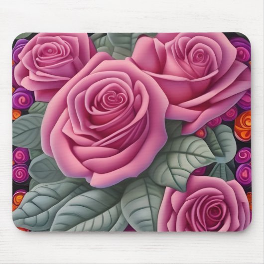 Schöne Viktorianische Pastel Rosa Rose Print Mousepad (Vorne)