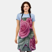 Schöne Viktorianische Pastel Rosa Rose Print Schürze (Getragen)