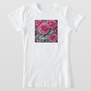 Schöne Viktorianische Pastel Rosa Rose Print T-Shirt