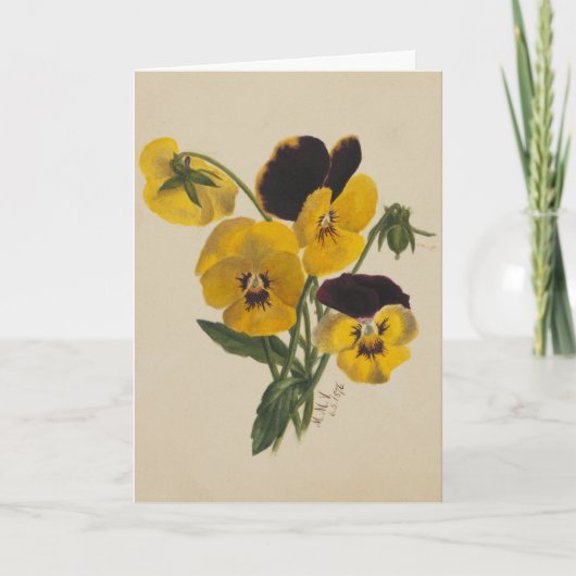 Schöne Vintag-Ostergelbe Stiefmütterchen Karte (Vorderseite)