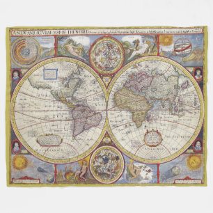 Schöne Vintage alte Weltkarte Fleecedecke