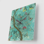 Schöne Vintage antike Blütenbaumschmetterlinge Quadratische Wanduhr (Winkel)