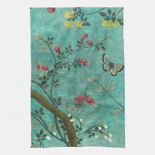 Schöne Vintage antike Blütenschmetterlinge Handtuch (Vertikal)