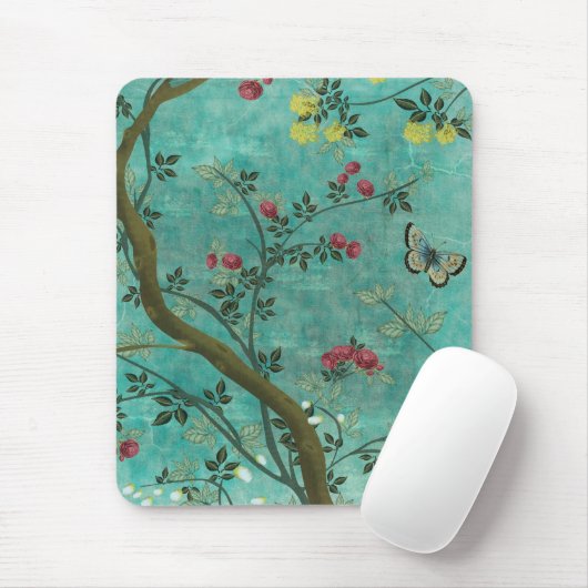 Schöne Vintage antike Blütenschmetterlinge Mousepad (Mit Mouse)