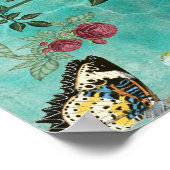 Schöne Vintage antike Blütenschmetterlinge Poster (Ecke)