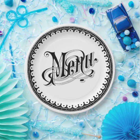 Schöne Vintage antike Menüschrift Pappteller (Party)