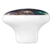 Schöne Vintage Aquamarine und Lila Rose Keramikknauf (Seitenansicht)