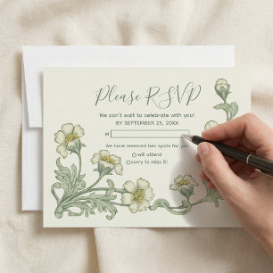 Schöne Vintage-Art Nouveau-Blumen-RSVP-Karte RSVP Karte