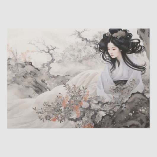 Schöne Vintage asiatische Kunst Inspiriert Seidenpapier (Vorderseite)