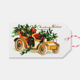 Schöne Vintage Auto Weihnachtsgrüße Geschenkanhänger