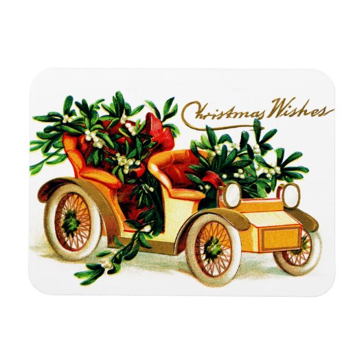 Schöne Vintage Auto Weihnachtsgrüße Magnet (Horizontal)
