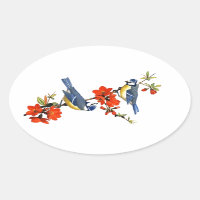 Schöne Vintage Baumblüte Rote Blume Vögel