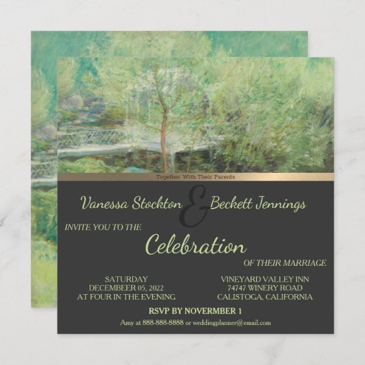 Schöne Vintage bemalte Gartenhochzeit Einladung (Vorne/Hinten)