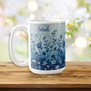Schöne Vintage blautropische hawaiianische Flower Kaffeetasse