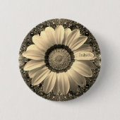 Schöne Vintage-Blume auf Hintergrund Monogramm Button (Vorderseite)