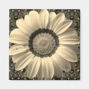 Schöne Vintage-Blume auf Hintergrund Monogramm Magnet