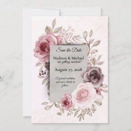 Schöne Vintage Blume auf Pink-Hochzeit Save The Date