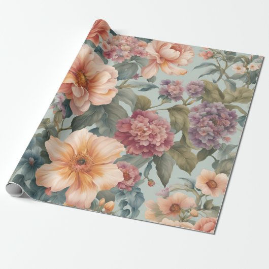 Schöne Vintage Blume Geschenkpapier (Ungerollt)
