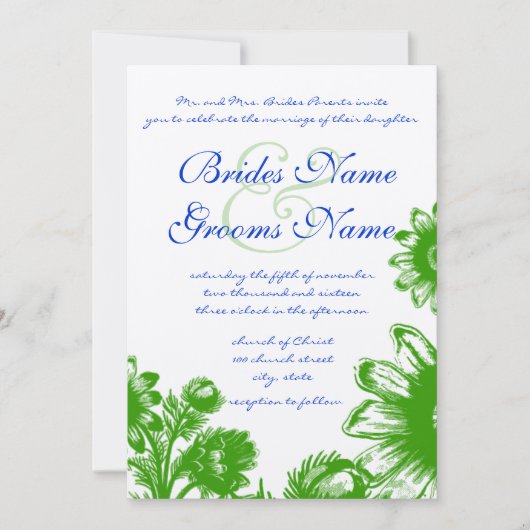 Schöne Vintage Blume Hochzeit Einladung (Vorderseite)