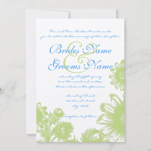 Schöne Vintage Blume Hochzeit Einladung (Vorderseite)