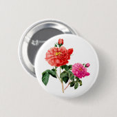 schöne, Vintage Blume in Rot und Rosa Button (Vorne & Hinten)