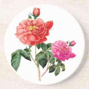 schöne, Vintage Blume in Rot und Rosa Getränkeuntersetzer
