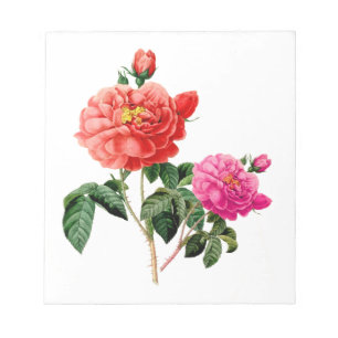 schöne, Vintage Blume in Rot und Rosa Notizblock