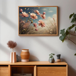 Schöne Vintage Blume Malerei Elegante Poster